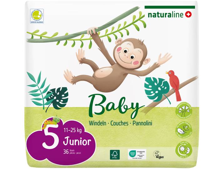 Naturaline Cosmetics Naturaline Baby Grösse 5 Junior 36 Windeln