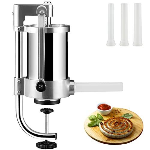 VEVOR Handmatige worstvulmachine 1,5 liter, roestvrij staal en aluminium, zilver
