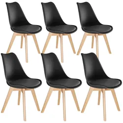 tectake Esszimmerstühle Frederikke - 6er Set schwarz