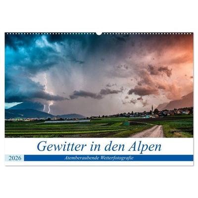 Gewitter in den Alpen (Wandkalender 2026 DIN A2 quer), CALVENDO Monatskalender