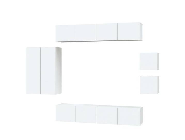 vidaXL TV-Schrank 8-tlg. TV-Schrank-Set Weiß Holzwerkstoff (8-St)