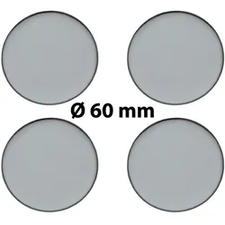 4 x Ø 60 mm Polymere Aufkleber / Chrom-Optik / Nabenkappen, Felgendeckel