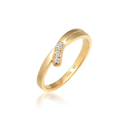 Verlobungsring ELLI DIAMONDS "Verlobungsring Diamant (0.04 ct.) 585 Gelbgold" Gr. 54, gold, Fingerringe, Damen, 54mm, P1 = bei 10-facher Vergrößerung erkennbare Einschlüsse, Gelbgold 585, 2mm, Verlobungsring