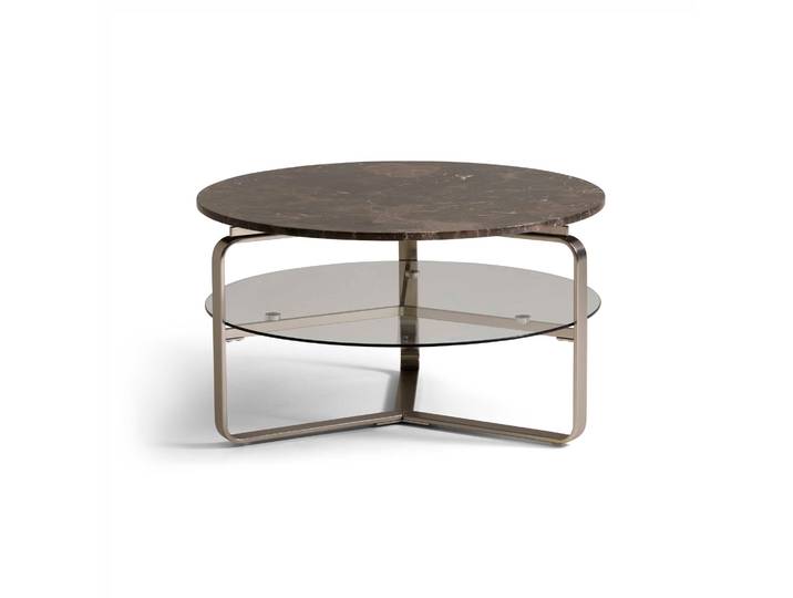 Strata Couchtisch, Marmor Emperador Glas Ø80