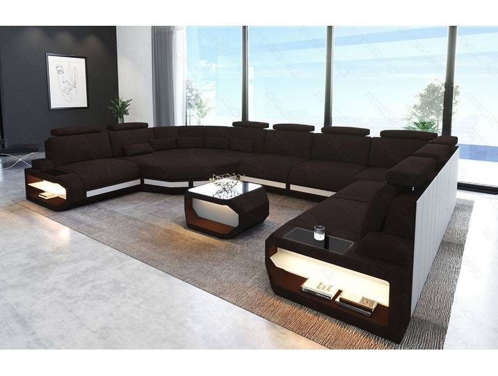 Wohnlandschaft Asti U-Form aus Stoff