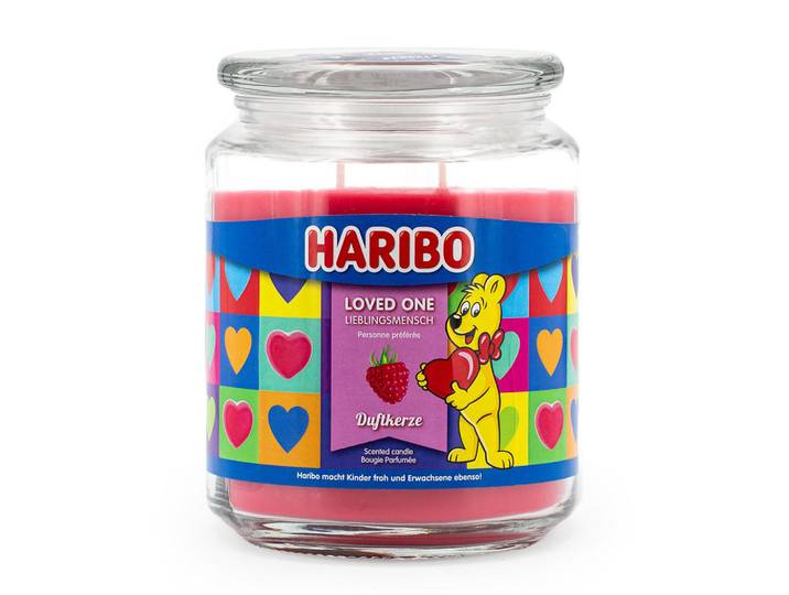 Duftkerze Transparent im Glas Loved one Doppeldocht 510 g, Rot, Naturmaterialien, Glas, Textil, 13 cm, Dekoration, Kerzen & Kerzenhalter, Duftkerzen