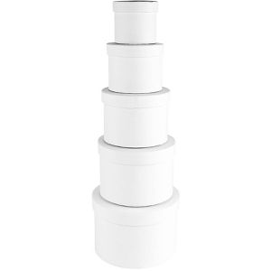 Ideen-mit-Herz Geschenkbox 011826, weiß, Set mit 5 verschiedenen Größen, Karton, rund, 5-teilig