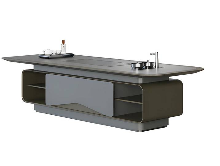 Xlmoebel Kücheninsel Catering Tisch von XLMOEBEL aus Holz in modernem Grauton, Made in Europa