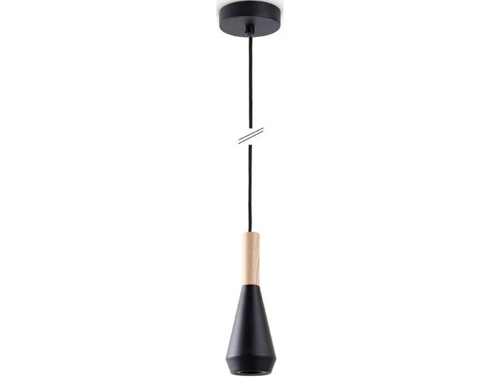PACO HOME Pendelleuchte MORA , schwarz, Ø 10cm H: 178,5cm, Leuchten, Wohnzimmer Esszimmer Klein Modern Holz Metall GU10 Trichterform, Pendelleuchte