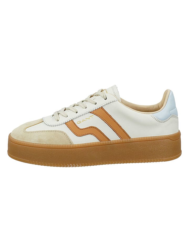 GANT Footwear Leder-Sneakers "Cuzmani" in Creme/ Hellbraun/ Hellblau - 39