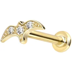 14 Karat Gold Labret mit Push Fit MOISSANIT-SCHWALBE