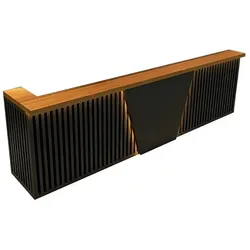 Empfangstheke, Bartheke, Kassenbereich, Industrie-Stil mit vertikalen Streifen, für Bars und Geschäfte, schwarz 150×60×110cm【H DTX 150】
