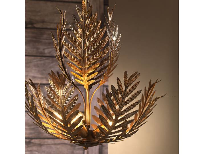 Lustre Felce 55 x 105 x 55cm Marron/Marron Matériau : Métal Surface en métal : Brossé Type de métal : Fer E14