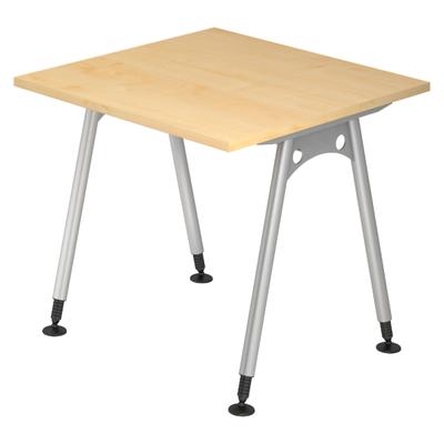 bümö manuell höhenverstellbarer Schreibtisch 80x80 cm in Ahorn - PC Tisch höhenverstellbar & klein, höhenverstellbarer Tisch Büro, kleiner
