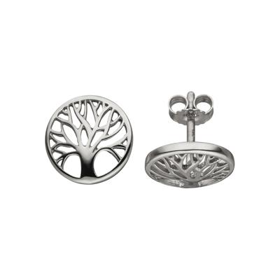 Paar Ohrstecker JOBO "Lebensbaum", silber (silber 925), Ohrringe, Damen, 10,5mm, Silber 925 (Sterlingsilber), 925 Silber