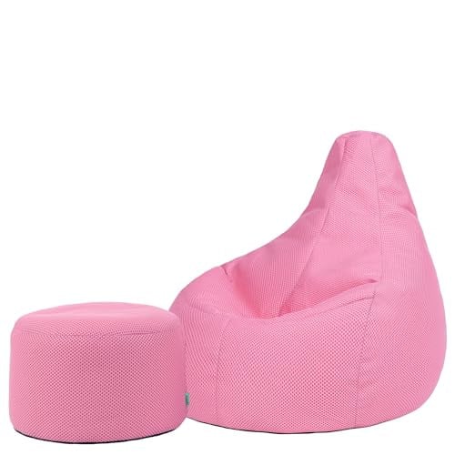 icon Dalton XL Gaming Zitzak Fauteuil met Poef en Vulling - Roze
