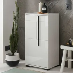 Schrank weiß Hochglanz mit Drehtür modernem Design