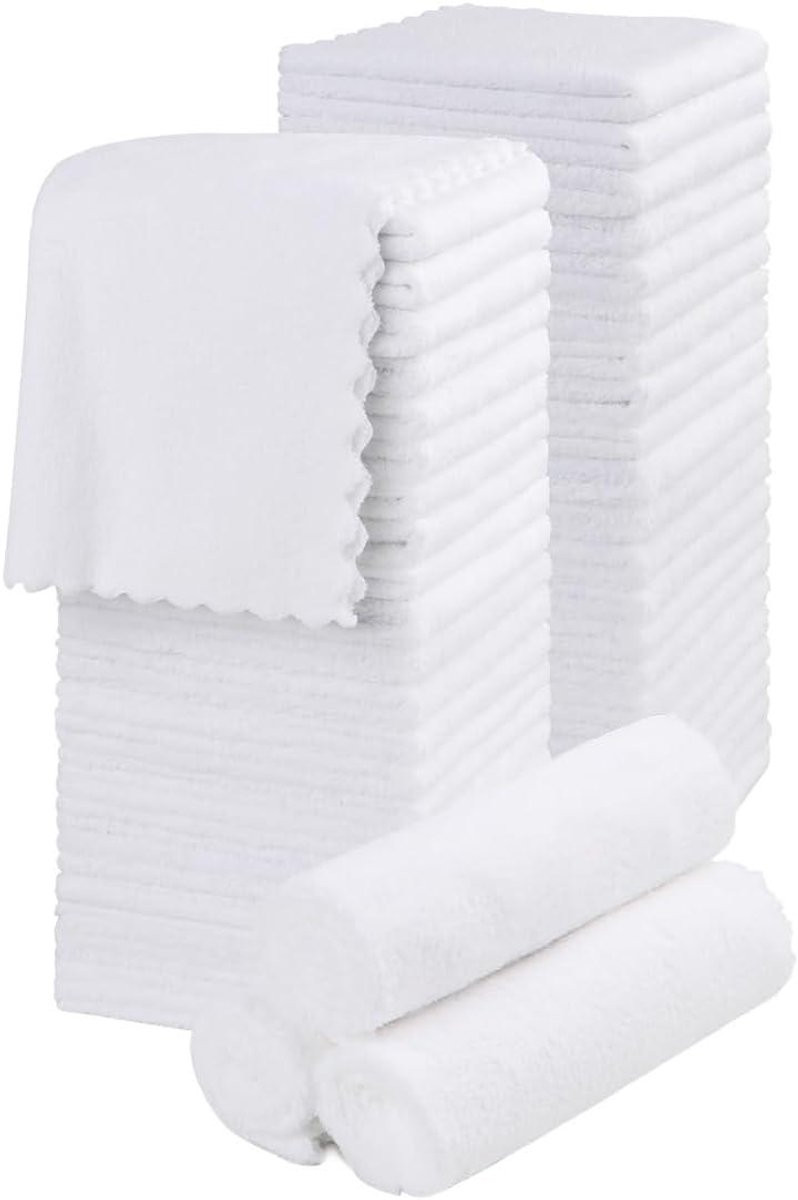 Set van 48 witte microvezel washandjes voor dagelijks gebruik