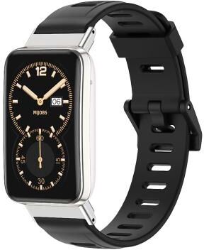 Everyday Crate Xiaomi Mi Band 7 Pro TPU Watch Band Soft Adjustable Replacement Strap By Mijobs black Silver