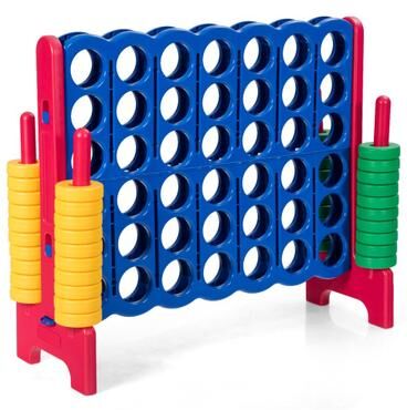 Costway Jumbo 4-to-Score Giant Game Set with 42 Jumbo Rings and Quick-Release Slider-Red