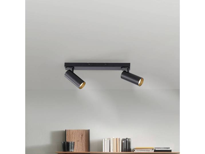 SCHÖNER WOHNEN-Kollektion Deckenstrahler RIK, schwarz, 2-flg., 59 cm, Metall, GU10-LED RIK, schwarz, für Wohn- / Esszimmer, Aluminium, Modern, Deckenlampe