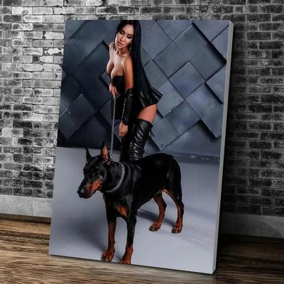 Inspired Living Black & White Doberman Wall Art Fashion Dog Canvas Print For Modern Living Room Decor 50x70cmframeless 4