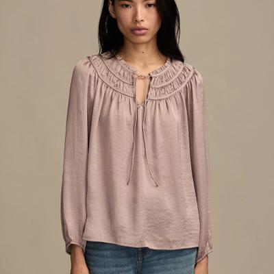 Lucky Brand Ruched Peasant Top - Women's Clothing Peasant Tops Shirts in Sphinx, Size M