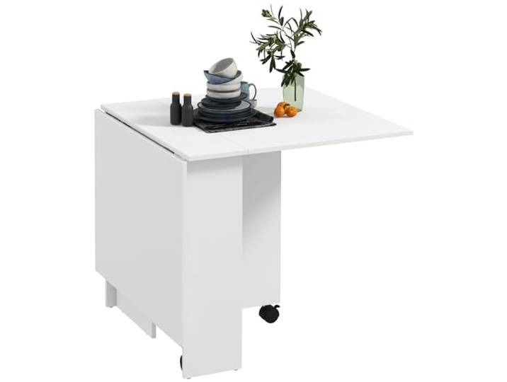 HOMCOM Klappbarer Esstisch 55 mit Klappplatte für kleine Räume Weiß Klapptisch, Aufbewahrungsregale, Küche, Esszimmer