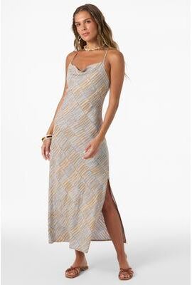 O'Neill s Holly Stripe Midi Dress in Dark Khaki, Size Small, Viscose