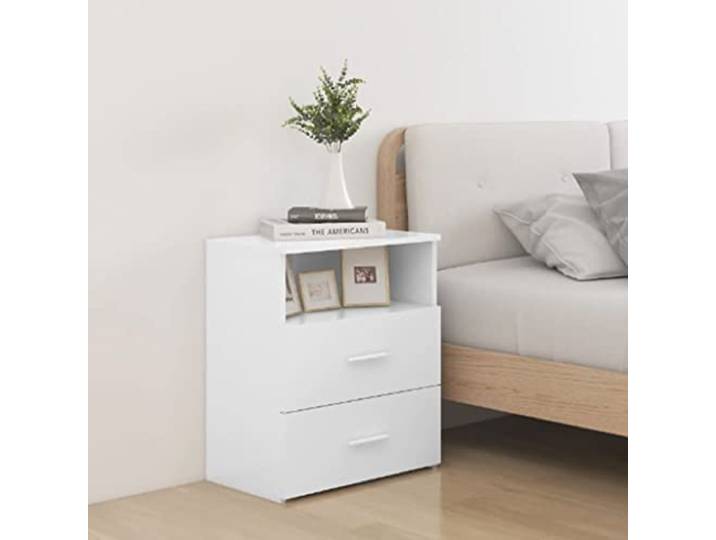 IBUQDDV Nightstand Sofatisch Telefontisch Ablagetisch Nachttisch Weiß 50x32x60 cm für Schlafzimmer Wohnzimmer