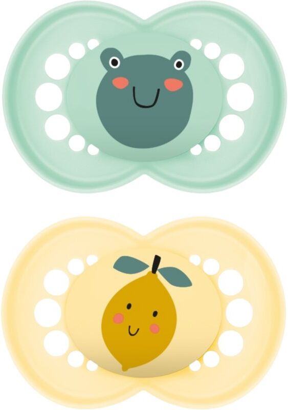 MAM Original 6+ months dummy Mint/ Yellow 2 pc