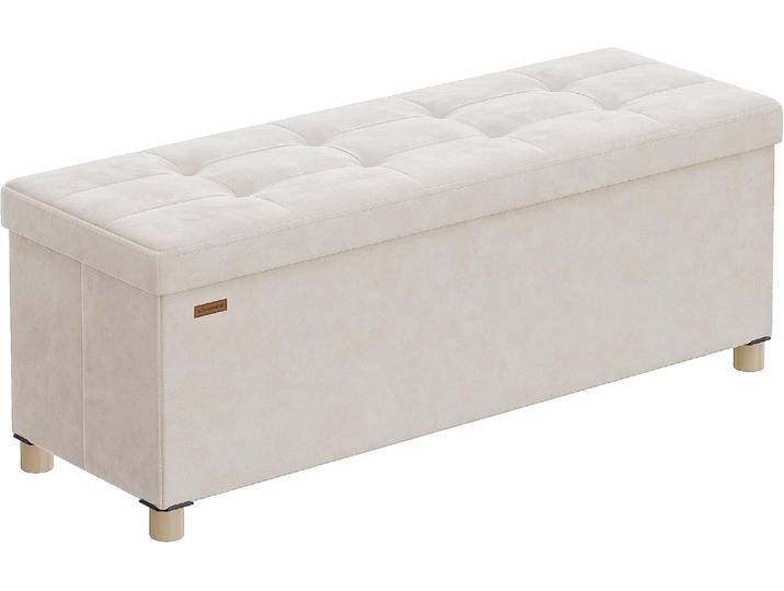 Sitzbank Aufbewahrungsbank 110x38x40 cm Samt Beige
