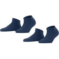 FALKE Damen Socken, 2er Pack - Happy, Sneakersocken, einfarbig Dunkelblau / 35-38