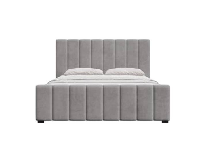 Chilly. Möbel Design Bett Noelle - Gemütliches Polsterbett mit Bettkasten, Lattenrost und Kopfteil - 140x200 cm - Metallrahmen - Samt Grau