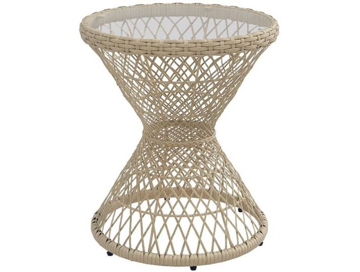 Table basse bohème plateau verre rotin PE 45x45x52 cm