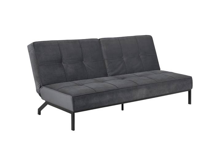 Bettsofa Perugia Dunkelgrau Stoff, Metall B 198 T 95 cm Ausklappbar/Verstellbare Lehne