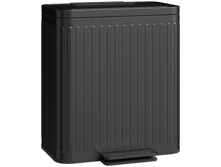 Homcom Doppel-Küchenabfalleimer, 2 x 20L Recycling- und Abfalleimer mit Fingerabdruckschutz, herausnehmbare Inneneimer, Müllbeutel, Schwarz, Metall, 36.5x51x45.5 cm, Haushalt & Reinigung, Reinigung, Mülleimer & Abfallsammler