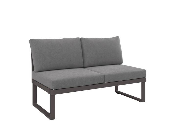 Dieter Knoll Loungesofa, Anthrazit, Hellgrau, Dunkelgrau, Metall, 2-Sitzer, Füllung: Schaumstoff, 134x74x76 cm, Loungemöbel, Outdoorsofas
