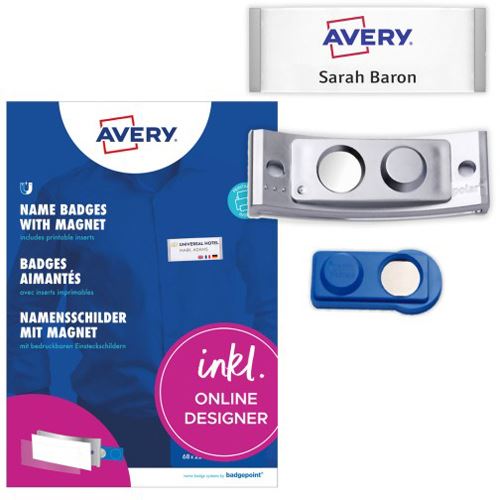 AVERY Zweckform Namensschilder mit Magnet 68,0 x 22,0 mm, 1 Set