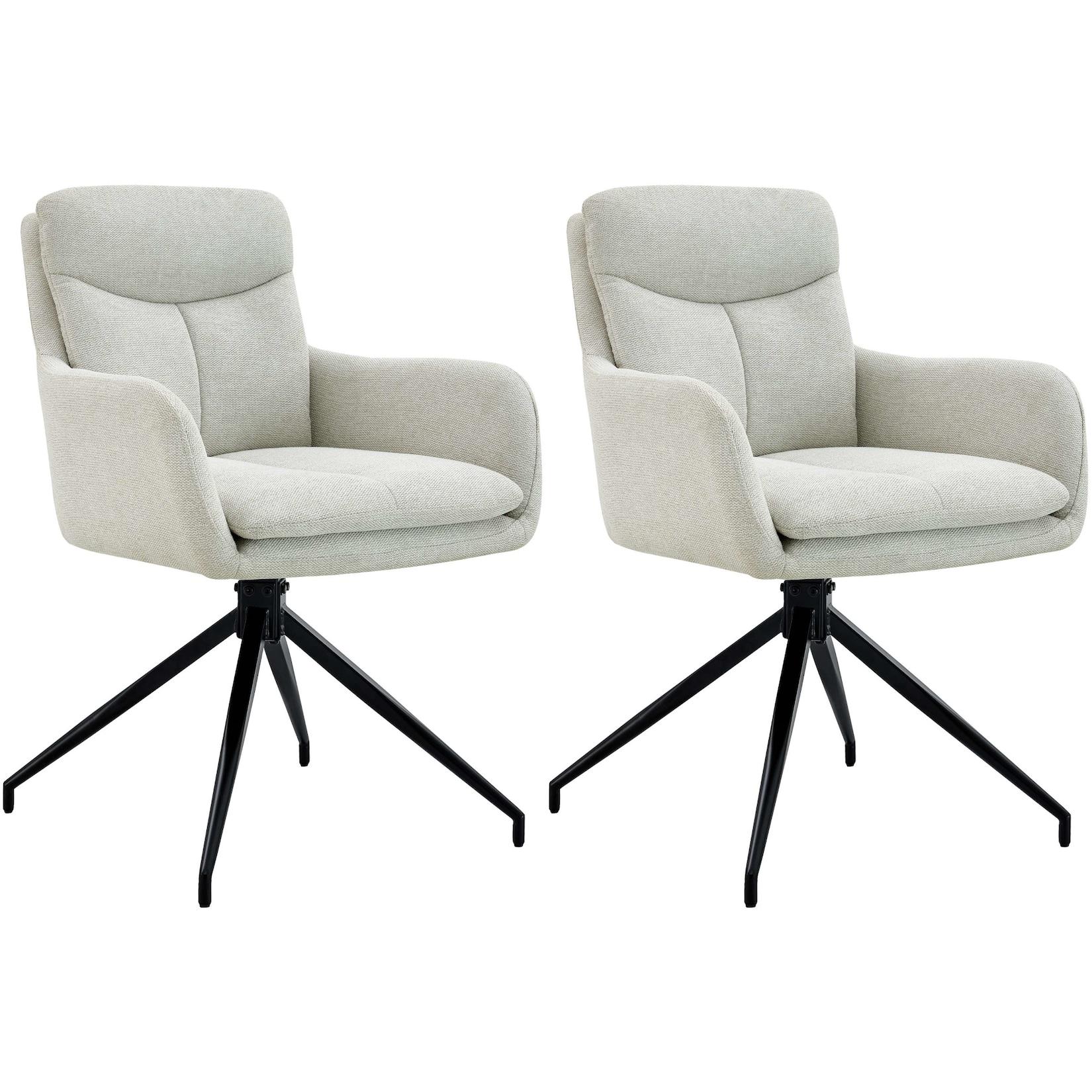 CLP 2er Set Esszimmerstuhl Somers Stoff - Farbe: creme