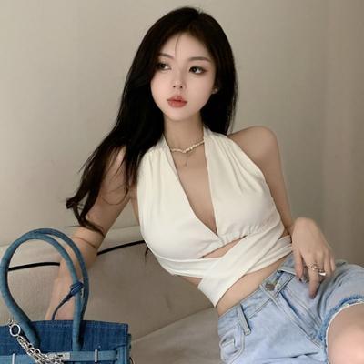 Women Boutique Stylish Women Sexy Backless Crop Tank Top Summer & Club Wear Fit white l