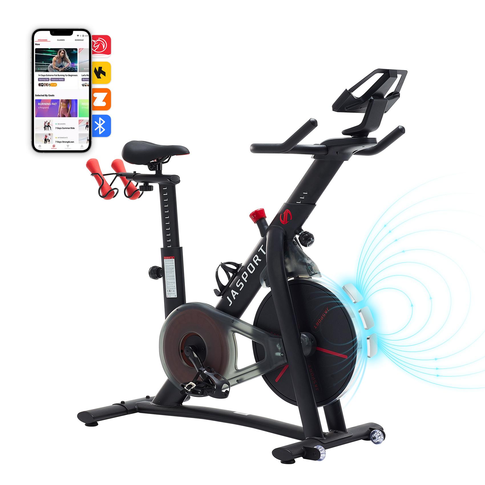 JASPORT S3 Heimtrainer Fahrrad mit Verstellbarem Widerstand, Cycling Bike für Kardiotraining zu Hause, App mit Trainingskursen, Speedbike, Bis 120KG