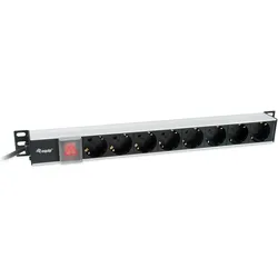 equip, Steckdosenleiste, Steckdosenleiste 19"(1HE)8fach Schukon. 3.0m Alu Sch (8x, CEE 7/3, 3 m)
