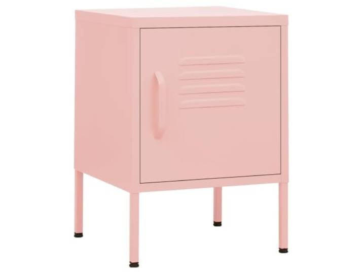 Heofavd Nachttisch Stahl mit Schloss, Beistelltisch Rosa 35x35x51 cm