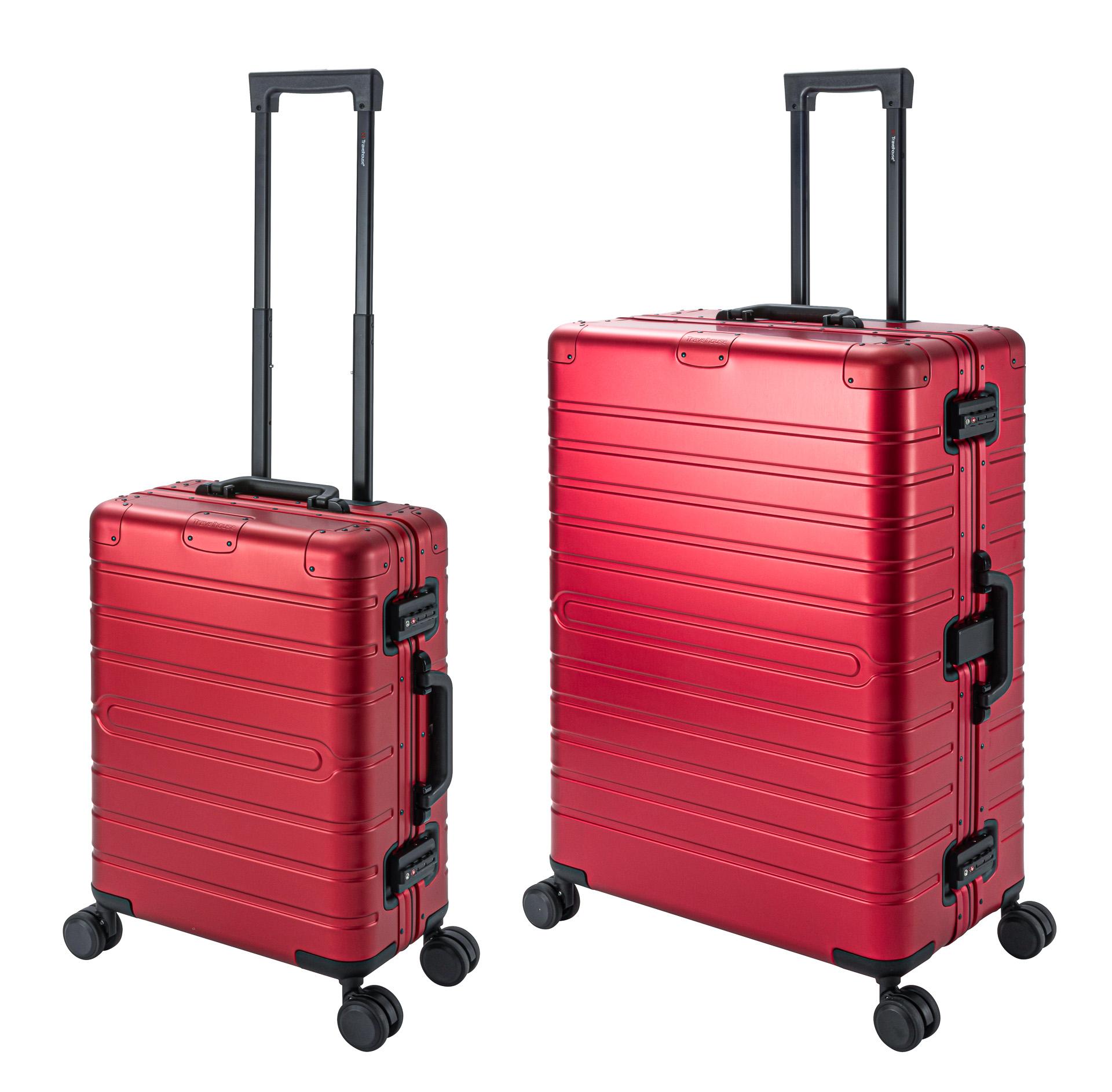 Oslo | 2er Set | Trolleys mit 4 Rollen | Aluminium Hartschale | Handgepäck + Reisekoffer L