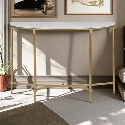 ZWYO HOSIMU "42.5"" Marble Console Table with Gold Metal Legs, Elegant Traditional Design, 2 Drawers, and Assembly Required"