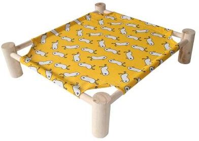 Inspired Finds Elevated Wooden Cat Hammock Bed With Breathable Canvas For Cats & Small Dogs elevated Canvas Pet Hammock