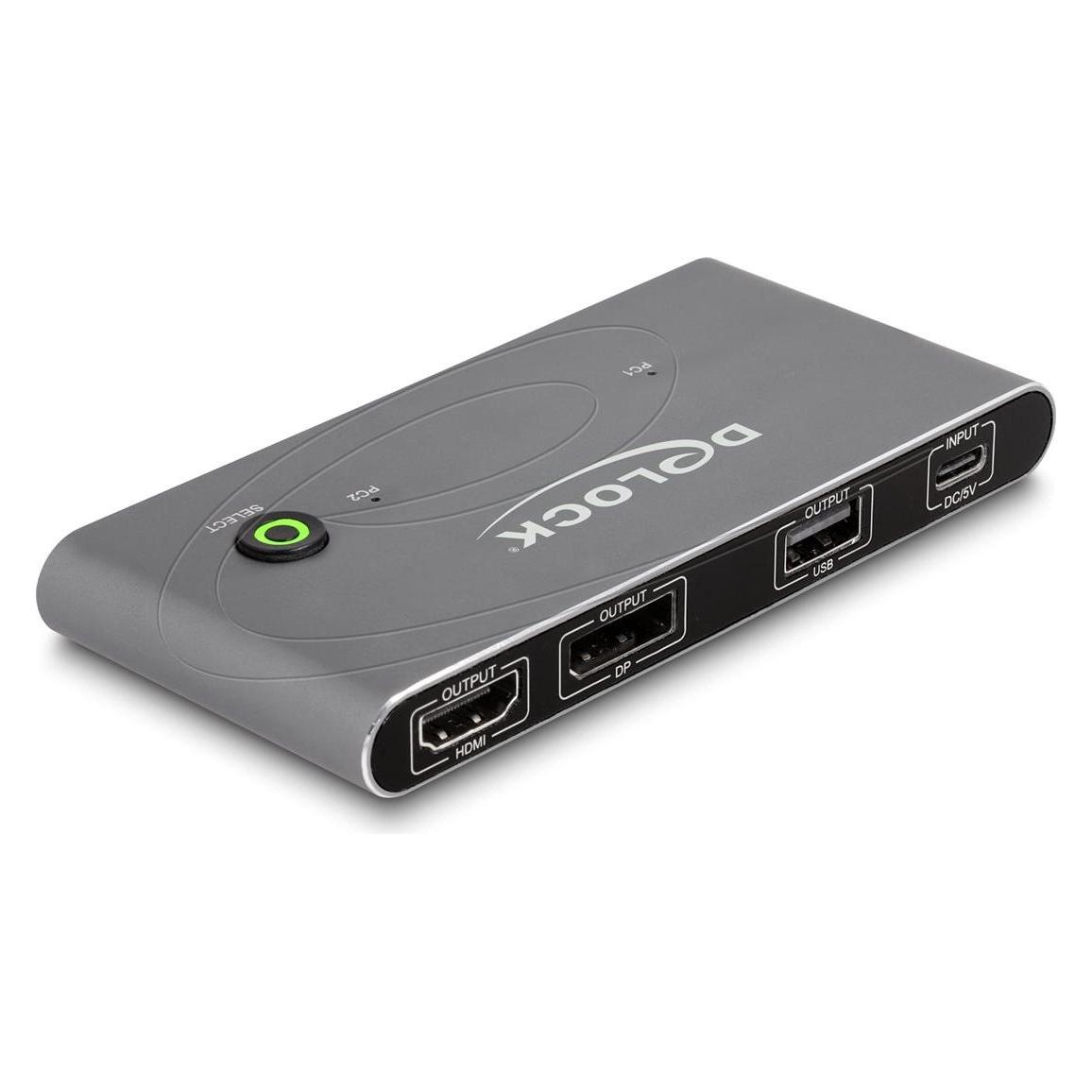 Delock USB-C KVM Switch zu HDMI und DisplayPort 8K MST mit USB 2.0 (11485)