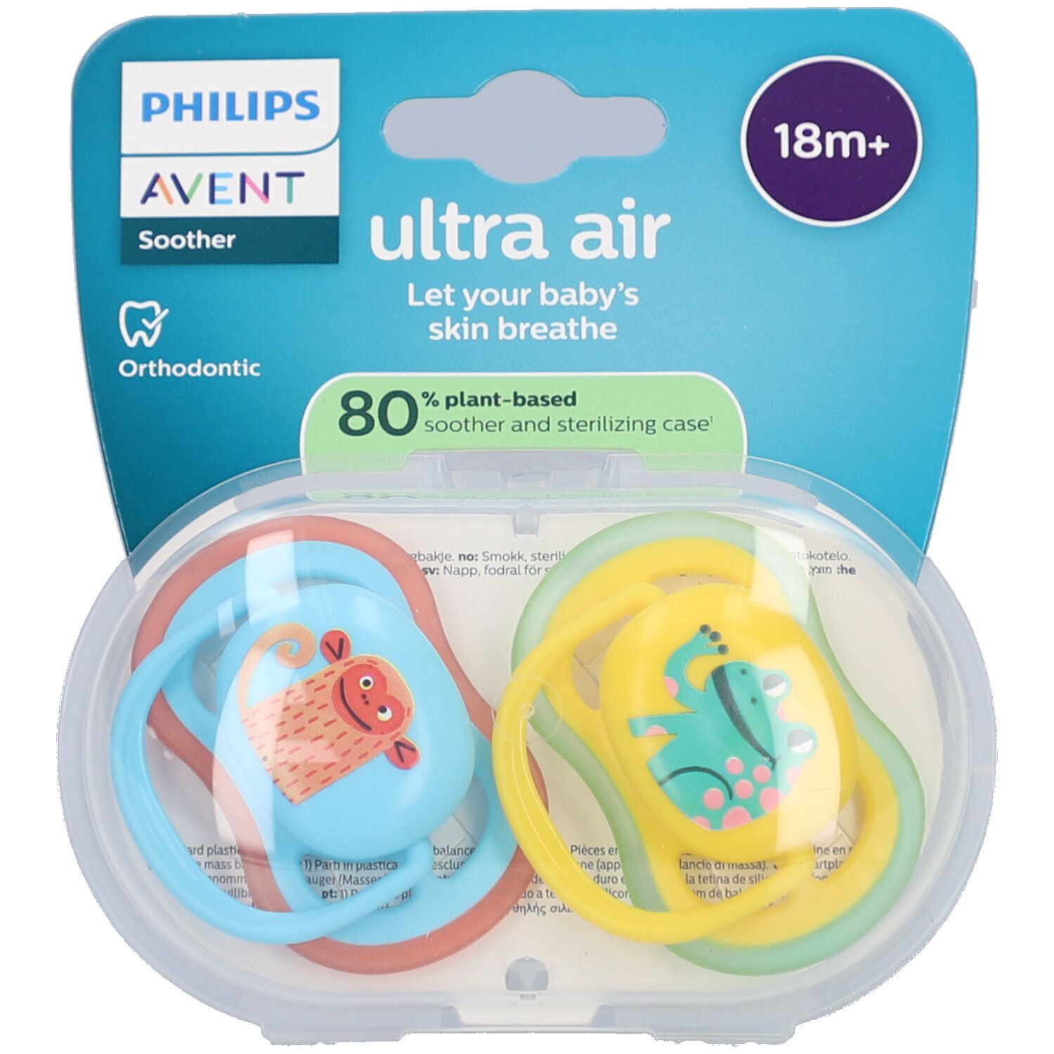 Philips Avent Fopspeen +18m Air kikker/aap 2st 2 St Schnuller