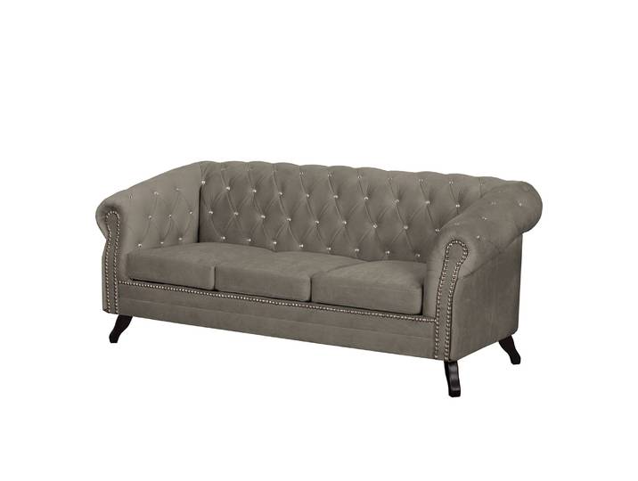 Sofa I 3-Sitzer Microfaser Braun/Steingrau Webstoff 195 x 84 x 88cm Glamour